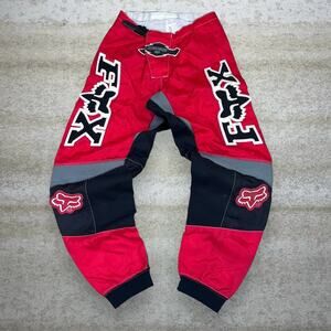 Vintage Y2K Fox Motocross Pants 28x28 Baggy Wide Leg Fit Red Black White